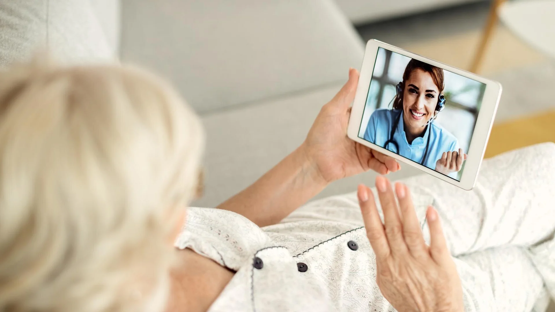 Patient receives remote support from care team.