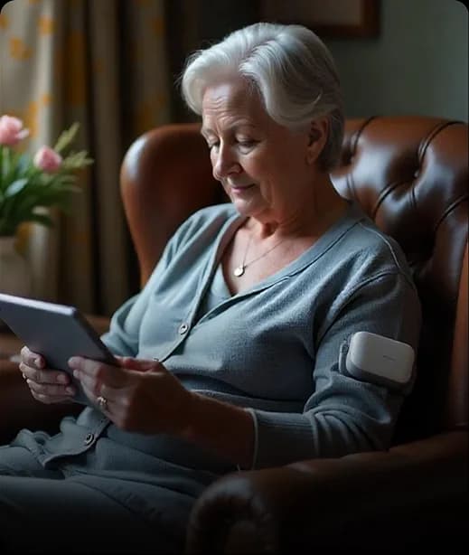 Patient aging at home with wearable device for health monitoring