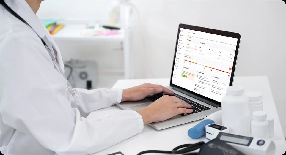 Provider viewing real-time patient vitals on KangarooHealth dashboard, highlighting simple RPM setup.