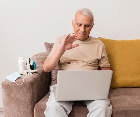 Home health patient engaging in connected care